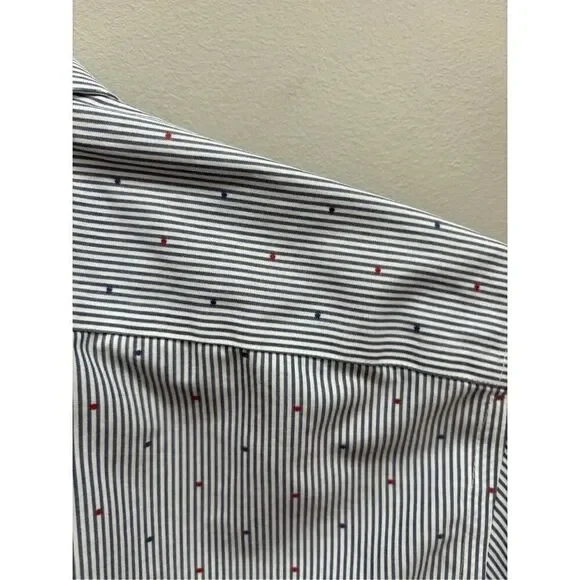 Banana Republic M men’s non iron slim fit button down red white grey/blue speckl - Picture 3 of 8